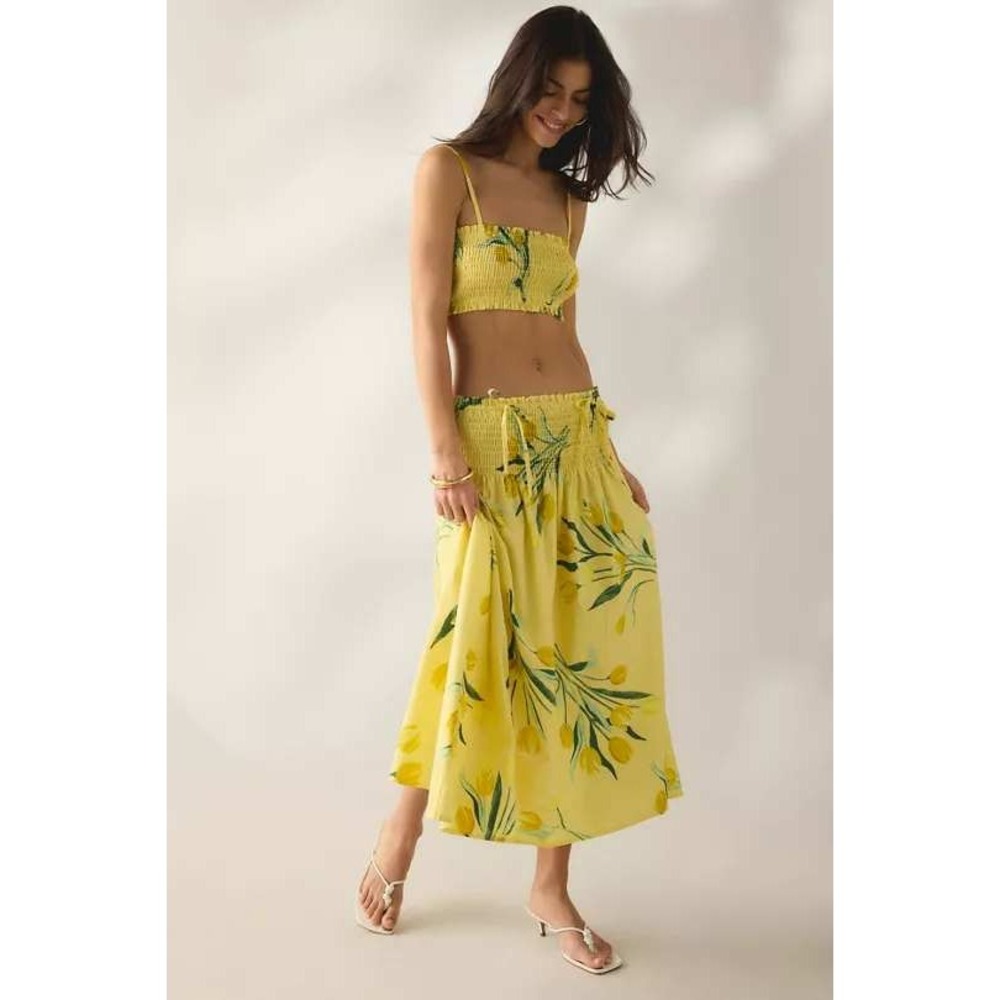 UO Kimchi Blue This Or That Convertible Skirt 2 Piece Set Yellow Floral Size S